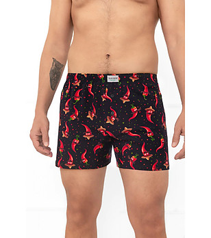 Многоцветни мъжки памучни боксерки Tymon с люти чушки снимка