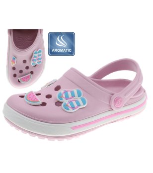 Розови детски чехли с плажен мотив снимка