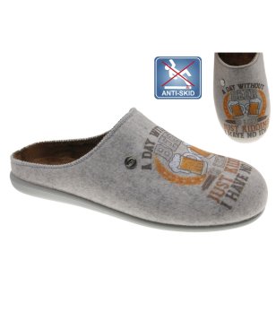 Мъжки бежови чехли с принт снимка