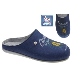 Мъжки тъмносини чехли с принт снимка