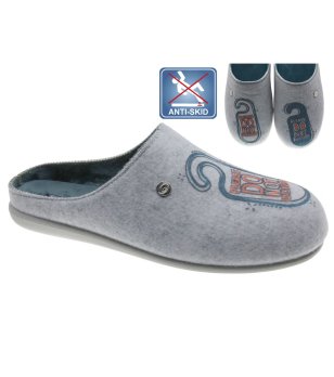 Сиви мъжки чехли с принт снимка