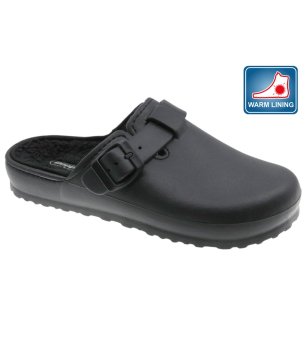 Дамски черни чехли с декоративна тока снимка