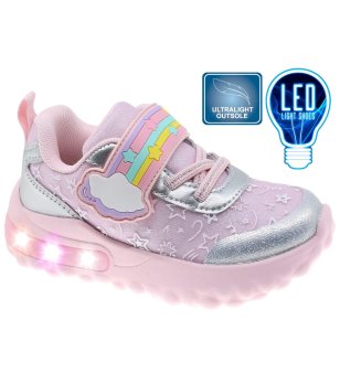 Розови детски маратонки с LED светлини снимка