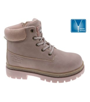 Юношески боти с връзки и страничен цип в розов нюанс снимка