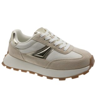 Дамски бежови сникърси с връзки снимка