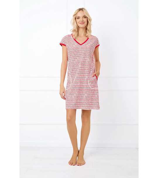 Памучна нощница в червено на райета Flota снимка