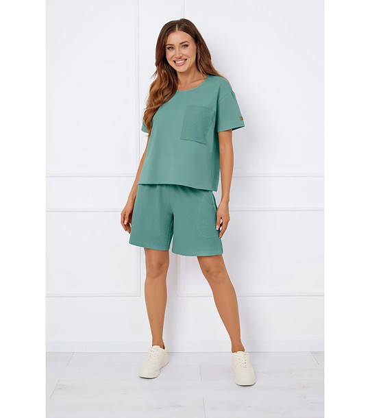 Зелен дамски памучен комплект Bono с памук снимка