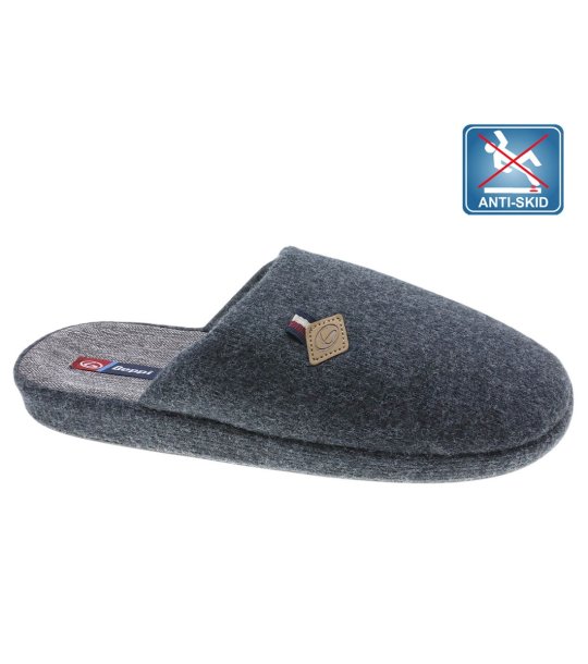 Тъмносиви мъжки чехли с топла подплата снимка