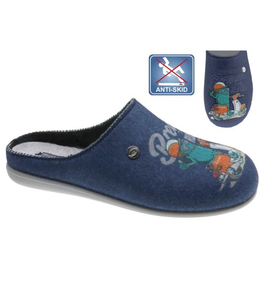 Тийнейджърски тъмносини чехли с принт снимка