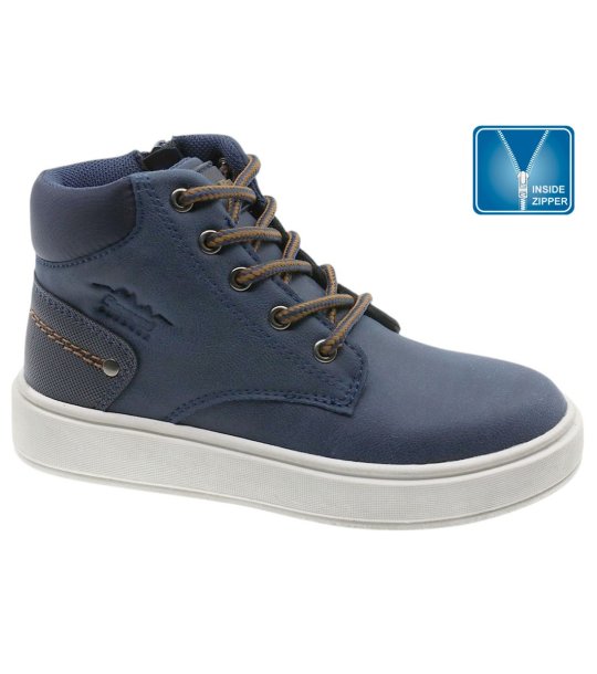 Тъмносини юношески боти със страничен цип снимка