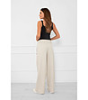 Дамски памучен бежов панталон Caro с широки крачоли-1 снимка