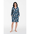 Тъмносиня памучна рокля с флорален принт Nikjana-0 снимка