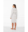 Дамски памучен халат в сив меланж с качулка Kalta-3 снимка