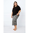 Черна дамска пижама 7/8 Klara с каре-2 снимка