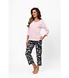 Розова дамска памучна пижама Marisal-1 снимка