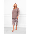 Дамска памучна пижама Oszima в цвят капучино с флорален принт-0 снимка