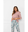 Дамска памучна пижама Perlis в пудрено розова с флорален принт-2 снимка