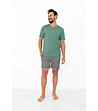 Мъжка лятна памучна пижама Juliusz  в зелено и сив меланж с къс ръкав-0 снимка
