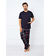 Памучна мъжка пижама Nelson в тъмносиньо на каре-0 снимка