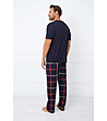 Памучна мъжка пижама Nelson в тъмносиньо на каре-1 снимка