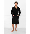 Черен мъжки халат с релефен десен Bono-0 снимка