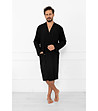 Черен мъжки халат с релефен десен Bono-1 снимка