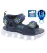 Детски тъмносини сандали с LED подметка и велкро-0 снимка