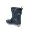 Сини детски гумени ботуши с космически принт и светеща LED подметка-2 снимка