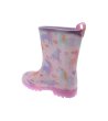 Розови детски гумени ботуши с принт на еднорог и LED подметка-2 снимка