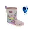 Детски розови гумени ботуши с принт на еднорог и светеща LED подметка-0 снимка