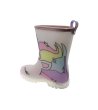 Детски розови гумени ботуши с принт на еднорог и светеща LED подметка-2 снимка