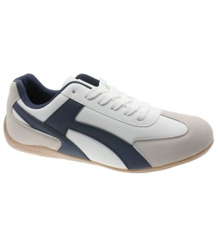 Детски ежедневни сникърси в бяло и тъмносиньо с връзки снимка