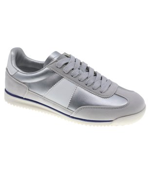 Дамски сребристи сникърси с връзки снимка