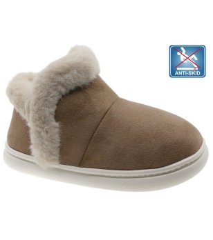 Юношески пантофи в цвят камел с нехлъзгаща подметка снимка