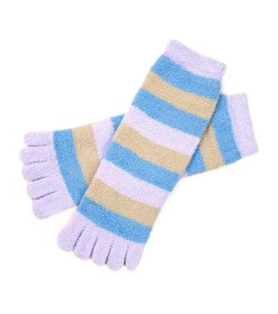 Чорапи с пръсти на райета в лавандула, бежово и светлосиньо JUICY снимка