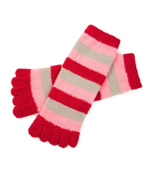 Чорапи с пръсти на райета в червено, червено и бежово JUICY снимка