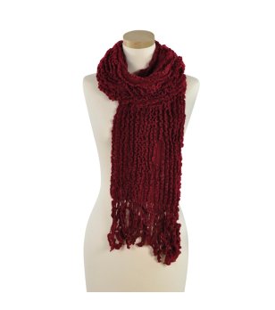 Тъмночервен шал с ресни Suzy снимка