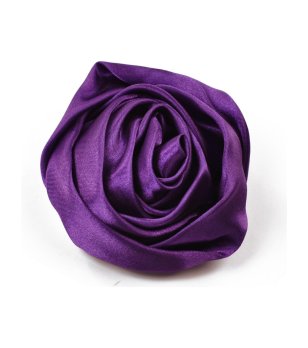 Виолетова сатенена брошка роза KENNA снимка