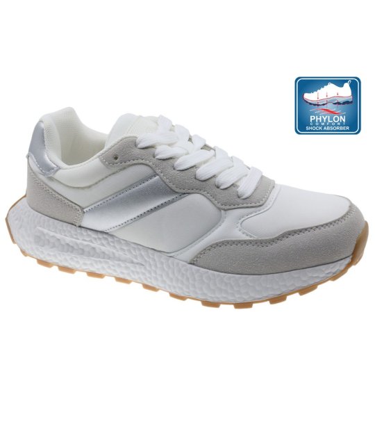 Бели дамски маратонки с връзки снимка