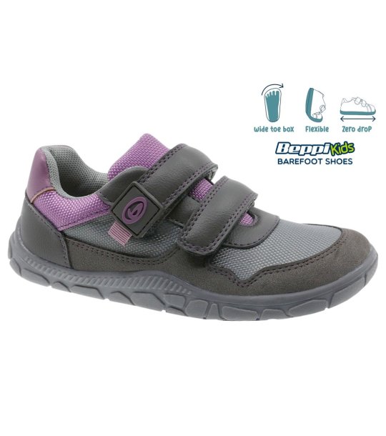 Тъмносиви боси обувки с розово с широка предна част снимка