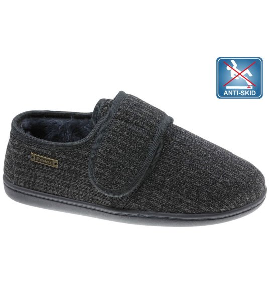 Черни мъжки пантофи с велкро снимка