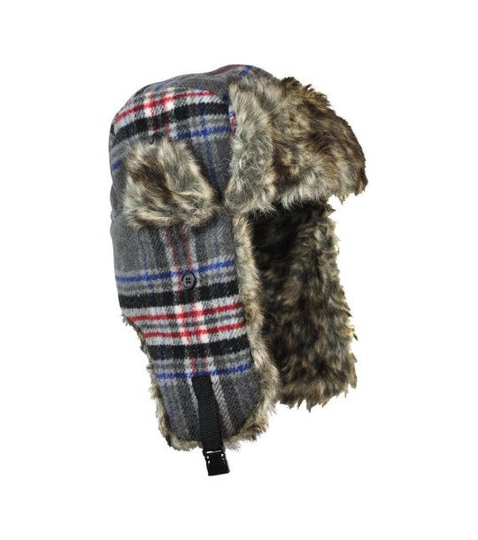 Сива ушанка с пух CASTOR снимка