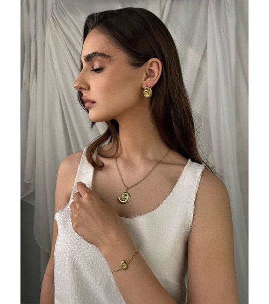 Златист комплект бижута от 3 части Cael снимка