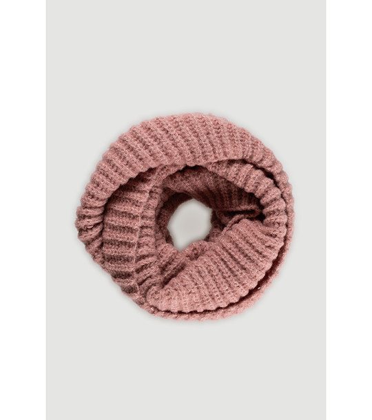 Розов кръгъл шал с оребрена плетка снимка