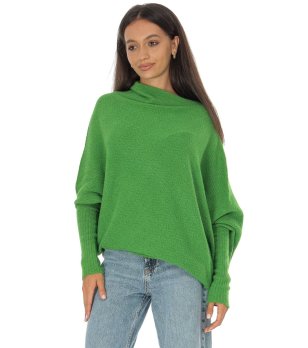 Зелен дамски овърсайз пуловер снимка