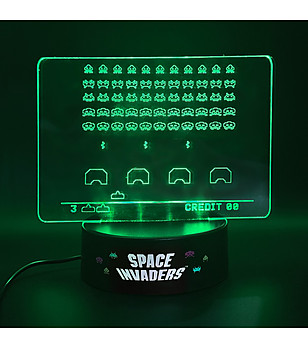 Прозрачна лампа с гравюра SPACE INVADERS снимка