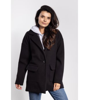 Черно oversize дамско палто Reya снимка