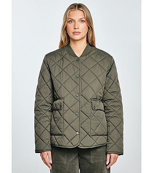 Дамско капитонирано яке в цвят каки ARONA снимка