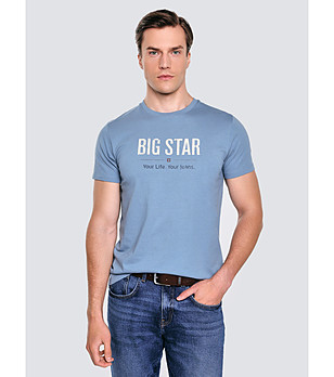 Синя памучна мъжка тениска BRUNO снимка