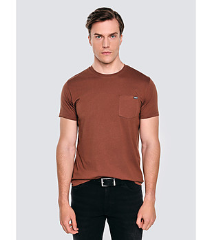 Кафява мъжка памучна тениска CARBON снимка